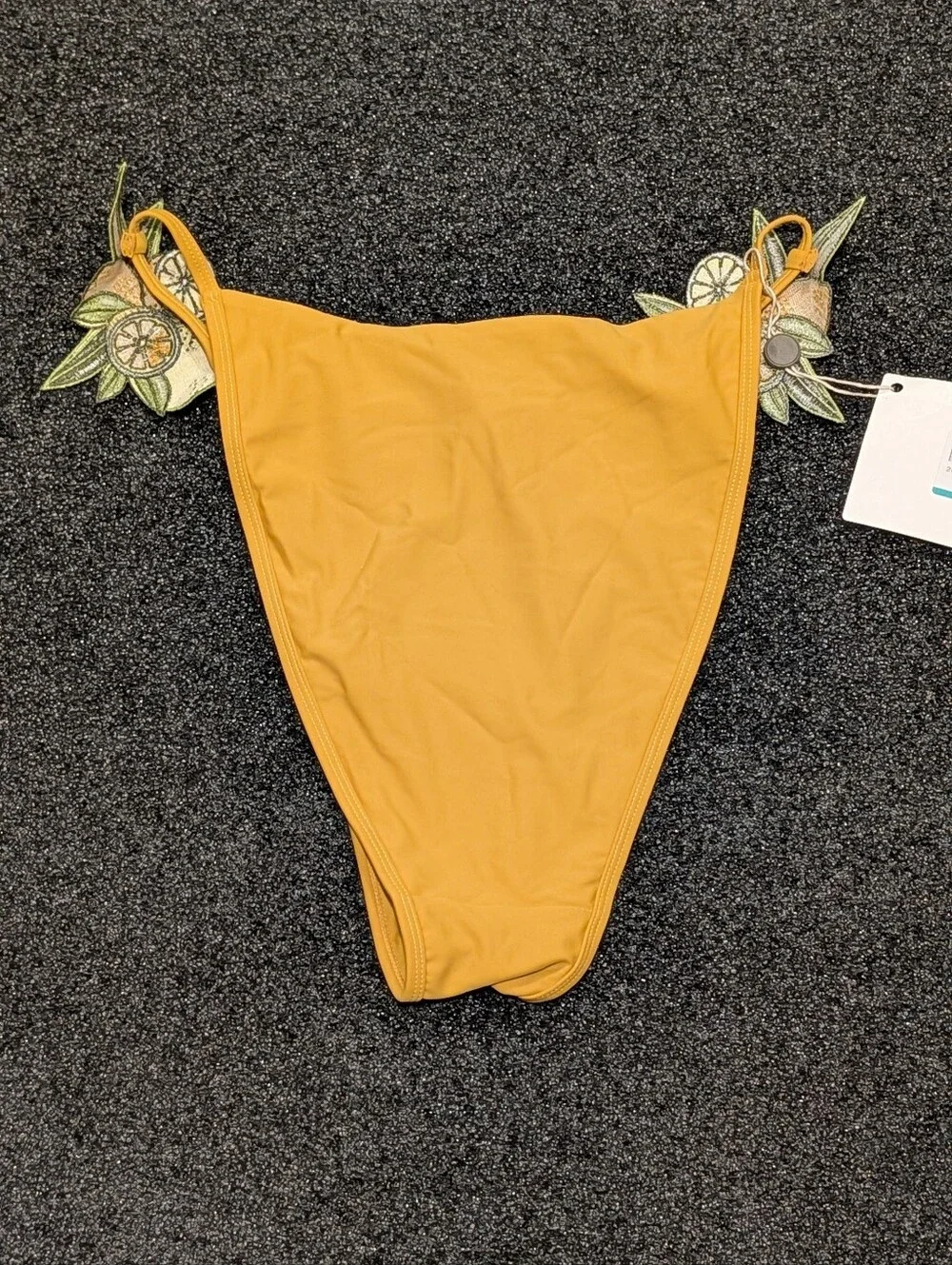 Andrea Iyamah Mona Embroidered Bikini Bottom in Yellow XXL